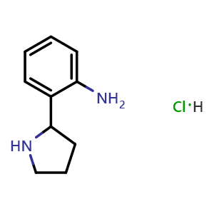 Chemical structure of 2-(Pyrrolidin-2-yl)aniline hydrochloride , CAS 1203681-62-2, AChemBlock AD254393
