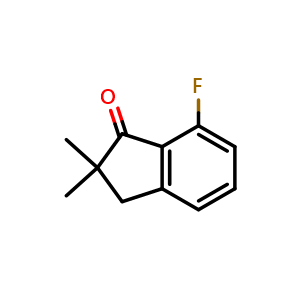 Chemical structure of 7-Fluoro-2,2-dimethyl-2,3-dihydro-1H-inden-1-one , CAS 1429247-57-3, AChemBlock AD254398