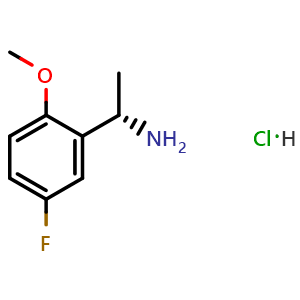 Chemical structure of (S)-1-(5-Fluoro-2-methoxyphenyl)ethan-1-amine hydrochloride , CAS 2305336-14-3, AChemBlock AD254402