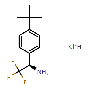 Chemical structure of (R)-1-(4-(tert-Butyl)phenyl)-2,2,2-trifluoroethan-1-amine hydrochloride , CAS 2989061-51-8, AChemBlock AD254411