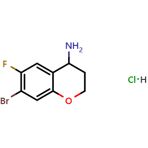 Chemical structure of 7-Bromo-6-fluorochroman-4-amine hydrochloride , AChemBlock AD254416