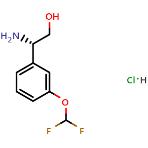 Chemical structure of (S)-2-Amino-2-(3-(difluoromethoxy)phenyl)ethan-1-ol hydrochloride , CAS 1391390-13-8, AChemBlock AD254419