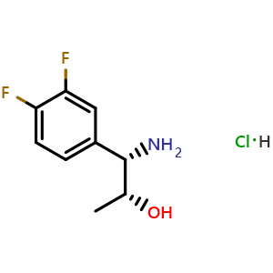 Chemical structure of (1S,2R)-1-Amino-1-(3,4-difluorophenyl)propan-2-ol hydrochloride , AChemBlock AD254422