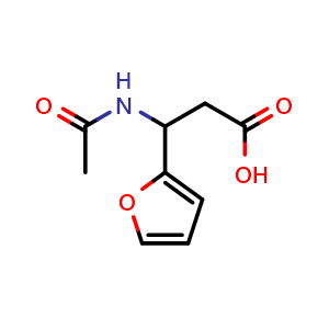 Chemical structure of 3-Acetamido-3-(furan-2-yl)propanoic acid , CAS 98996-66-8, AChemBlock AD254427