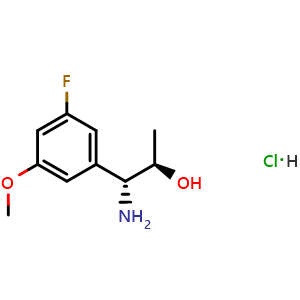 Chemical structure of (1R,2R)-1-Amino-1-(3-fluoro-5-methoxyphenyl)propan-2-ol hydrochloride , AChemBlock AD254433