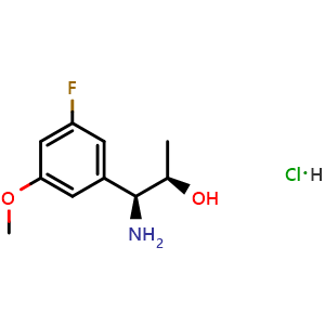 Chemical structure of (1S,2R)-1-Amino-1-(3-fluoro-5-methoxyphenyl)propan-2-ol hydrochloride , AChemBlock AD254434
