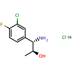 Chemical structure of (1S,2S)-1-Amino-1-(3-chloro-4-fluorophenyl)propan-2-ol hydrochloride , AChemBlock AD254441