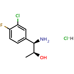 Chemical structure of (1R,2S)-1-Amino-1-(3-chloro-4-fluorophenyl)propan-2-ol hydrochloride , AChemBlock AD254442