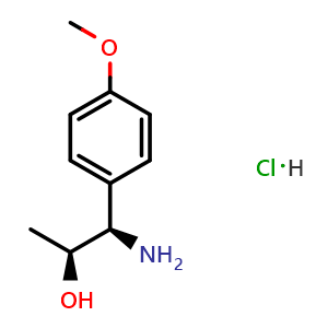 Chemical structure of (1R,2S)-1-Amino-1-(4-methoxyphenyl)propan-2-ol hydrochloride , AChemBlock AD254443