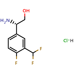 Chemical structure of (S)-2-Amino-2-(3-(difluoromethyl)-4-fluorophenyl)ethan-1-ol hydrochloride , AChemBlock AD254444