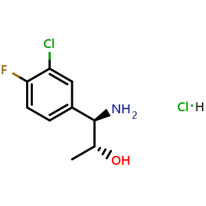 Chemical structure of (1R,2R)-1-Amino-1-(3-chloro-4-fluorophenyl)propan-2-ol hydrochloride , AChemBlock AD254445