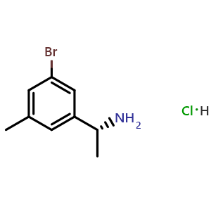 Chemical structure of (R)-1-(3-Bromo-5-methylphenyl)ethan-1-amine hydrochloride , AChemBlock AD254454