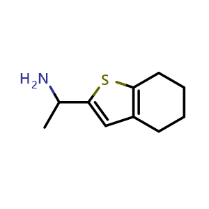 Chemical structure of 1-(4,5,6,7-Tetrahydrobenzo[b]thiophen-2-yl)ethan-1-amine , CAS 1423117-38-7, AChemBlock AD254457
