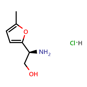 Chemical structure of (S)-2-Amino-2-(5-methylfuran-2-yl)ethan-1-ol hydrochloride , CAS 2989396-57-6, AChemBlock AD254460