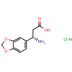 Chemical structure of (3S)-3-Amino-3-(2H-1,3-benzodioxol-5-yl)propanoic acid hydrochloride , CAS 247093-63-6, AChemBlock AD254463