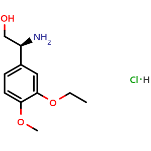 Chemical structure of (S)-2-Amino-2-(3-ethoxy-4-methoxyphenyl)ethan-1-ol hydrochloride , AChemBlock AD254467