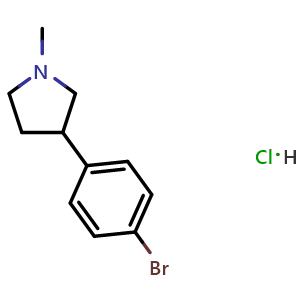 Chemical structure of 3-(4-Bromophenyl)-1-methylpyrrolidine hydrochloride , CAS 2044705-04-4, AChemBlock AD254469