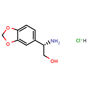 Chemical structure of (S)-2-Amino-2-(benzo[d][1,3]dioxol-5-yl)ethan-1-ol hydrochloride , AChemBlock AD254470