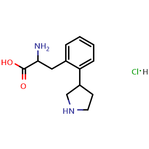 Chemical structure of 2-Amino-3-(2-(pyrrolidin-3-yl)phenyl)propanoic acid hydrochloride , AChemBlock AD254472