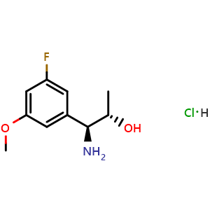 Chemical structure of (1S,2S)-1-Amino-1-(3-fluoro-5-methoxyphenyl)propan-2-ol hydrochloride , CAS 2756969-07-8, AChemBlock AD254475