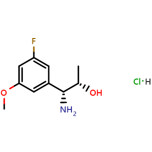 Chemical structure of (1R,2S)-1-Amino-1-(3-fluoro-5-methoxyphenyl)propan-2-ol hydrochloride , AChemBlock AD254476