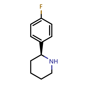 Chemical structure of (S)-2-(4-Fluorophenyl)piperidine , CAS 1187468-22-9, AChemBlock AD254487