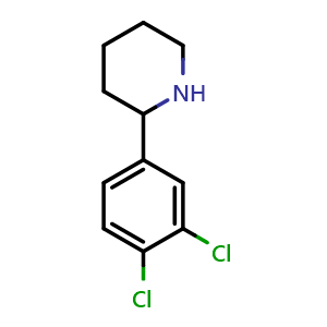 Chemical structure of 2-(3,4-Dichlorophenyl)piperidine , CAS 383128-63-0, AChemBlock AD254492