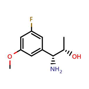 Chemical structure of (1R,2S)-1-Amino-1-(3-fluoro-5-methoxyphenyl)propan-2-ol , CAS 1270287-11-0, AChemBlock AD254506