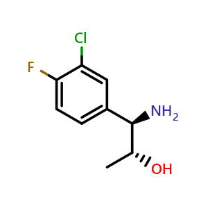 Chemical structure of (1R,2R)-1-Amino-1-(3-chloro-4-fluorophenyl)propan-2-ol , CAS 1213217-45-8, AChemBlock AD254510