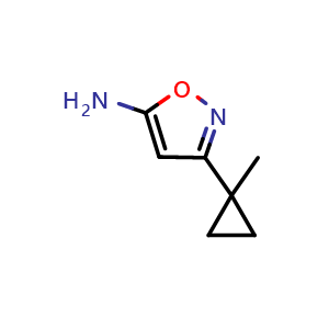 Chemical structure of 3-(1-Methylcyclopropyl)isoxazol-5-amine , CAS 95924-27-9, AChemBlock AD254521