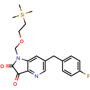 Chemical structure of 6-(4-fluorobenzyl)-1-((2-(trimethylsilyl)ethoxy)methyl)-1H-pyrrolo[3,2-b]pyridine-2,3-dione , AChemBlock AD254534