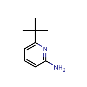 Chemical structure of 6-tert-Butyl-pyridin-2-ylamine , CAS 97634-83-8, AChemBlock AD254546