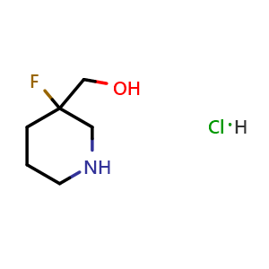 Chemical structure of (3-Fluoropiperidin-3-yl)methanol hydrochloride , CAS 1416440-21-5, AChemBlock AD254550