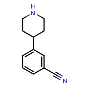Chemical structure of 4-(3-Cyanophenyl)piperidine , CAS 370864-72-5, AChemBlock AD254555