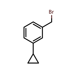 Chemical structure of 1-(Bromomethyl)-3-cyclopropylbenzene , CAS 1260850-05-2, AChemBlock AD254583