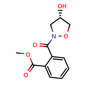 Chemical structure of (S)-methyl 2-(4-hydroxyisoxazolidine-2-carbonyl)benzoate , CAS 272459-61-7, AChemBlock AD254596