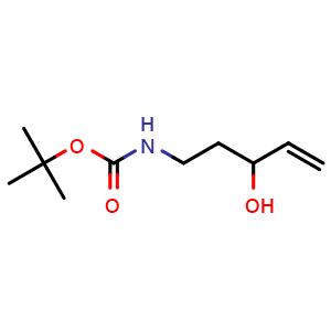 Chemical structure of 1,1-Dimethylethyl N-(3-hydroxy-4-penten-1-yl)carbamate , CAS 108998-71-6, AChemBlock AD254598