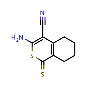 Chemical structure of 3-Amino-1-thioxo-5,6,7,8-tetrahydro-1h-isothiochromene-4-carbonitrile , CAS 5275-11-6, AChemBlock AD254602