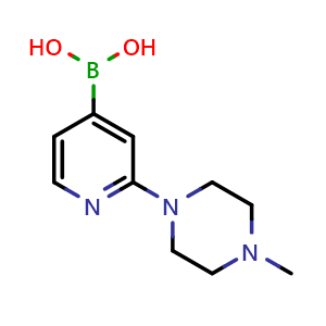Chemical structure of 2-(4-Methylpiperazin-1-yl)pyridin-4-ylboronic acid , CAS 1003043-58-0, AChemBlock AD254609