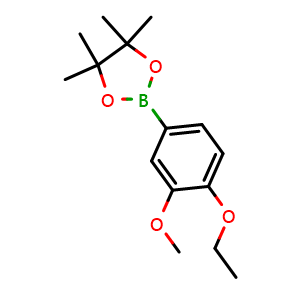 Chemical structure of 2-(4-Ethoxy-3-methoxyphenyl)-4,4,5,5-tetramethyl-1,3,2-dioxaborolane , CAS 1005010-04-7, AChemBlock AD254611