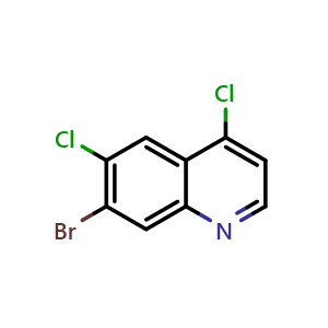 Chemical structure of 7-Bromo-4,6-dichloroquinoline , CAS 1005452-67-4, AChemBlock AD254612