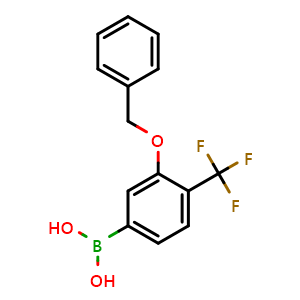 Chemical structure of 3-(Benzyloxy)-4-(trifluoromethyl)phenylboronic acid , CAS 1007170-59-3, AChemBlock AD254614