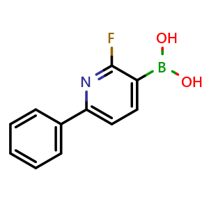 Chemical structure of (2-Fluoro-6-phenylpyridin-3-yl)boronic acid , CAS 1029654-19-0, AChemBlock AD254632