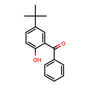 Chemical structure of 2-Benzoyl-4-tert-butylphenol , CAS 10425-05-5, AChemBlock AD254640