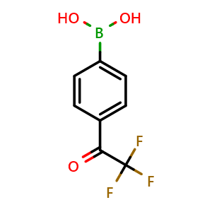Chemical structure of [4-(trifluoroacetyl)phenyl]boronic acid , CAS 1055316-64-7, AChemBlock AD254649