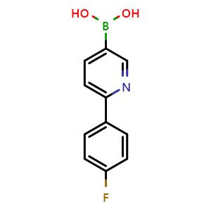 Chemical structure of (6-(4-Fluorophenyl)pyridin-3-yl)boronic acid , CAS 1072944-20-7, AChemBlock AD254657