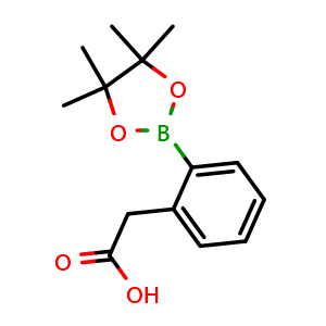 Chemical structure of 2-(2-(4,4,5,5-Tetramethyl-1,3,2-dioxaborolan-2-yl)phenyl)acetic acid , CAS 1072945-02-8, AChemBlock AD254659