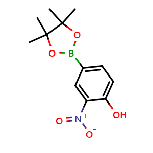 Chemical structure of 4-Hydroxy-3-nitrophenylboronic acid, pinacol ester , CAS 1072945-08-4, AChemBlock AD254660