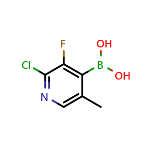 Chemical structure of 2-Chloro-3-fluoro-5-picoline-4-boronic acid , CAS 1072952-39-6, AChemBlock AD254668
