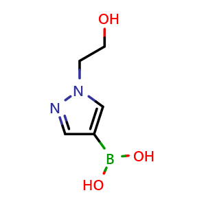 Chemical structure of (1-(2-Hydroxyethyl)-1H-pyrazol-4-yl)boronic acid , CAS 1086063-70-8, AChemBlock AD254676